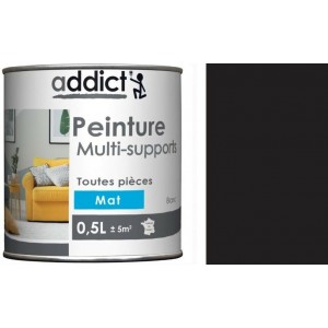 Peinture acrylique noir mat 0.5l décoration intérieur multi supports ADDICT 3661521134659