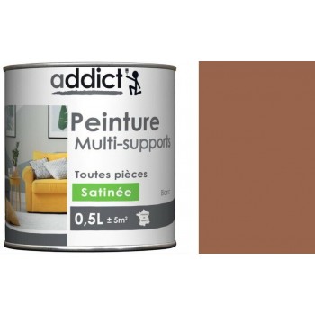 Peinture acrylique décoration intérieur couleur taupe satin 0.5l ADDICT multi supports 3661521134758