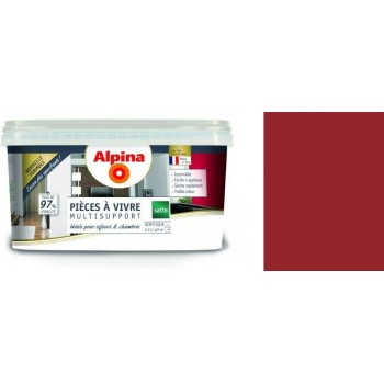 Peinture décoration acrylique rouge bourgogne satin 2.5l ADDICT pièces à vivre chambre séjour salon multi supports 3700178343271