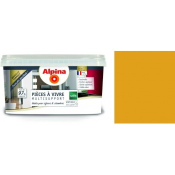 Peinture décoration acrylique jaune moutarde satin 2.5l ADDICT pièces à vivre chambre séjour salon multi supports 3700178343288