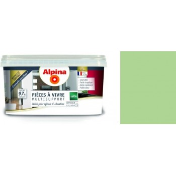 Peinture décoration acrylique vert amande satin 2.5l ADDICT pièces à vivre chambre séjour salon multi supports 3700178343196