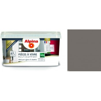 Peinture décoration acrylique gris anthracite satin 2.5L ADDICT pièces à vivre chambre séjour salon multi supports 3700178343202