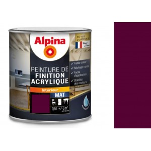 Peinture acrylique violet aubergine mat laque finition tous travaux intérieurs 0.5l ALPINA 3700178311454