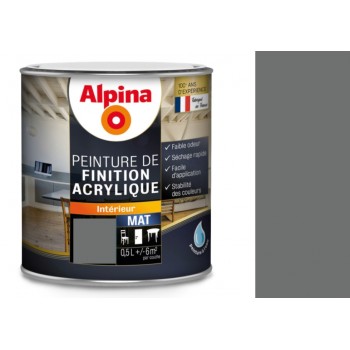 Peinture acrylique gris foncé mat laque finition tous travaux intérieurs 0.5l ALPINA 3700178345848