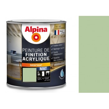 Peinture acrylique vert pistache mat laque finition tous travaux intérieurs 0.5l ALPINA 3700178345862