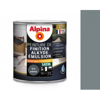 Peinture laque décoration finition acrylique gris ardoise satin 0.5l ALPINA 3700178345527