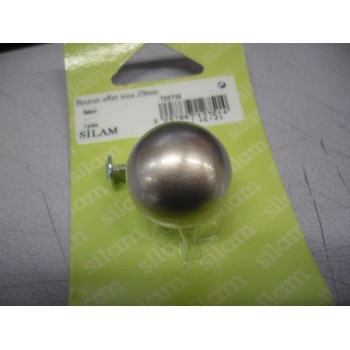 bouton résine de synthèse effet inox satiné insert métal diamètre 29 mm haut 26 3297867127514