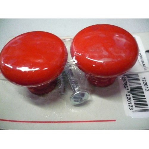 bouton 2 pièces imitation porcelaine rouge diam 40 + vis résine de synthèse 3297867220123