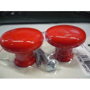 bouton 2 pièces imitation porcelaine rouge diam 40 + vis résine de synthèse 3297867220123