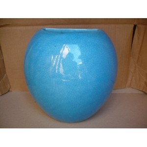 Vase bleu demi boule en céramique mosaïque murale hauteur 21 cm 3297860001408