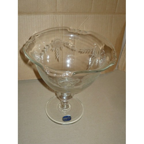 Vase coupe sur pied en verre transparent avec motif 21 cm 3297860001446