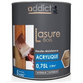 Lasure bois acrylique satin haute résistance Incolore 0.75L ADDICT 3661521115238
