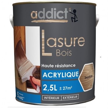 Lasure bois acrylique satin haute résistance Incolore 2.5L ADDICT 3661521115245