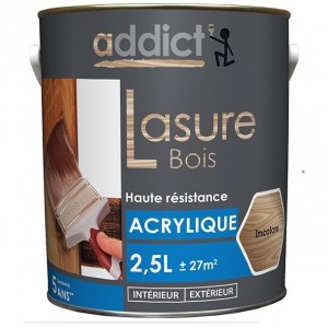 Lasure bois acrylique satin haute résistance Incolore 2.5L ADDICT 3661521115245