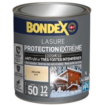 Lasure protection extrême 12 ans 1L incolore BONDEX bouclier anti UV Très fortes intempéries 3261544319677