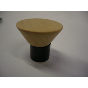bouton  en érable brut/ noir Ø 25 mm  avec vis pour meuble tiroir 3297867530376