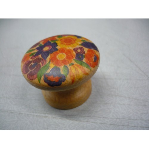 bouton bois décoré hêtre fleuri Ø 35mm insert métal avec vis pour meuble tiroir 3297867527376