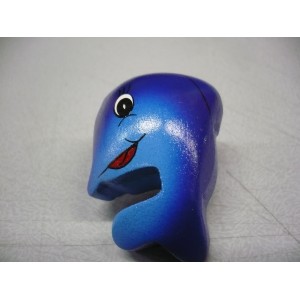 bouton dauphin bleu bois peint long 5 cm insert métal + vis pour meuble tiroir chambre d'enfant 3575740008656