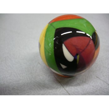 bouton boule effet marbré multicolore en résine Ø 29 mm + vis 3297867143170