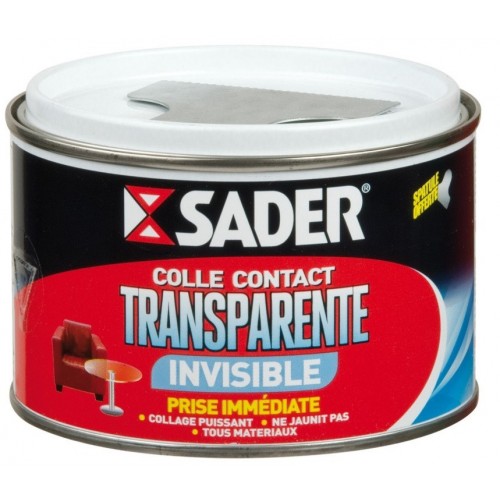 Colle contact puissante type néoprène transparente invisible gel 250ML SADER 3549210032359