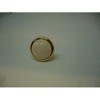 bouton Ø 38 blanc et doré en résine de synthèse pour meuble tiroir + vis 3297867108575