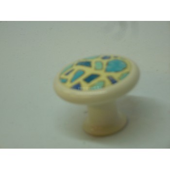 bouton aquatic bleu blanc en résine Ø 34 mm + vis pour meubles et tiroirs 3297867114576