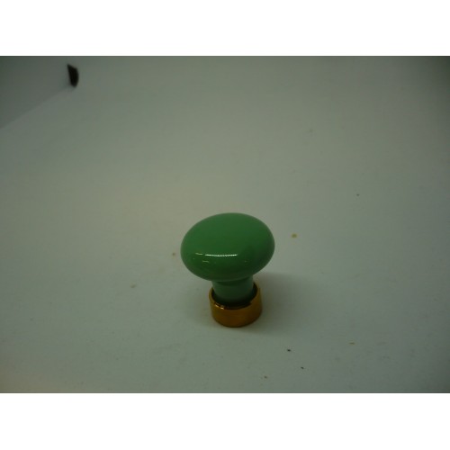 bouton laiton / porcelaine vert Ø 30 + vis pour meubles et tiroirs 3274593302378
