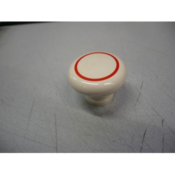 bouton imitation porcelaine blanc filet rouge Ø 40 en résine de synthèse + vis 3297867125374