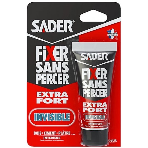 Colle fixation extra fort invisible fixer sans percer 100% matériaux tube 50Gr SADER 3549212477660