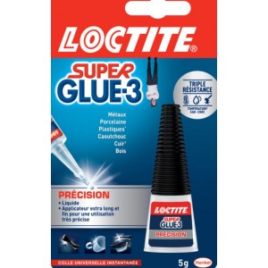 Colle puissante transparente super glue 3 précision liquide 5Gr LOCTITE 3255460146509