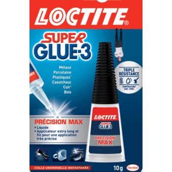 Colle puissante transparente super glue 3 précision liquide 10Gr LOCTITE 3178040255036
