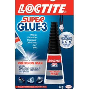 Colle puissante transparente super glue 3 précision liquide 10Gr LOCTITE 3178040255036
