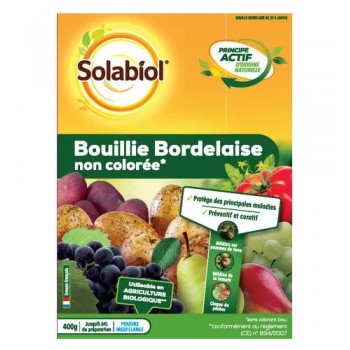 Bouillie bordelaise non coloré fongicide polyvalent 400gr SOLABIOL 3664715025108