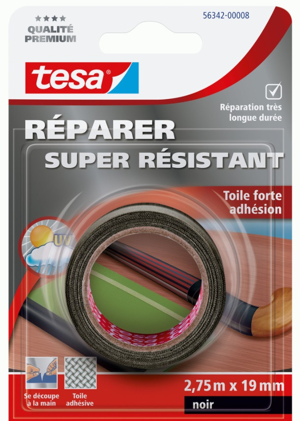 TESA Ruban adhésif en toile extra Power - Noir - 50 mm x 50 m