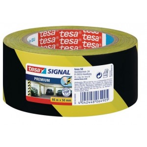 Adhésif ruban de signalisation noir jaune pvc 50mm x 66m TESA 4042448064905