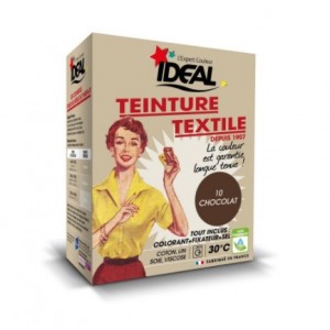 Teinture textiles colorant + fixateur + sel couleur marron chocolat 350gr IDEAL 3045207158106