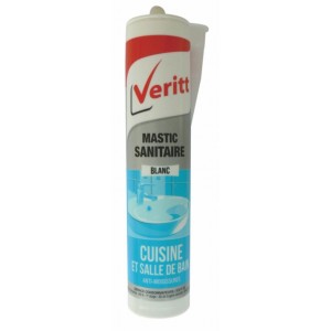 Mastic silicone sanitaire blanc anti moisissures cuisine salle de bains VERITT 3435390610015