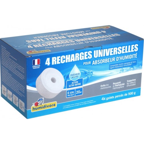 Absorbeur d'humidité GoodHome 20m² + 1 recharge galet 450g