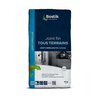 Joint fin blanc de 1 à 6 mm pour carrelage poudre 20kg BOSTIK 3549210025276