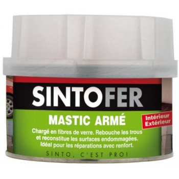 Mastic armé renforcé en fibres de verre + durcisseur réparation rebouchage 500ml SINTOFER 3169981309018
