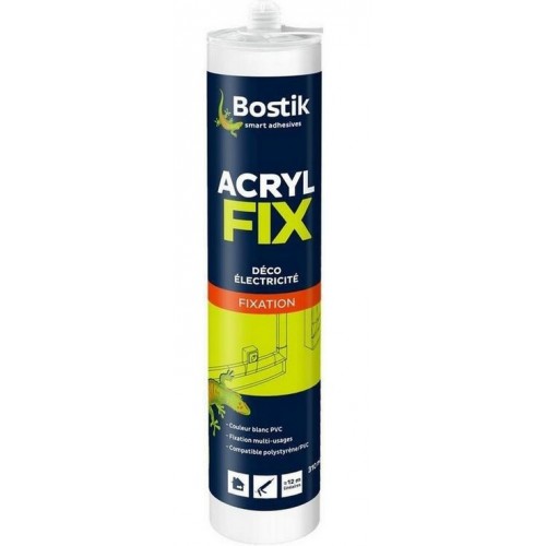 Mastic blanc acrylique fixation multi usages bois menuiserie décoration électricité Acryl fix BOSTIK 3549210031383