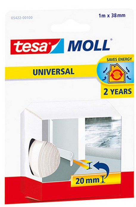 Tesamoll Joint d'isolation en mousse universel bas de porte Blanc 1 m x 38  mm