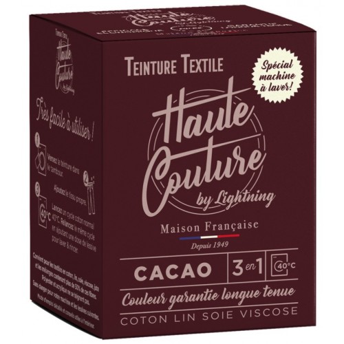 Teinture textile marron cacao colorant + sel + fixateur HAUTE COUTURE  LIGHTNING