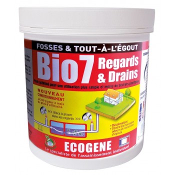 Bio 7 spécial regards drains fosse et tout à l'égout décolmatant anti graisse tartre odeurs ECOGENE 3420900122034
