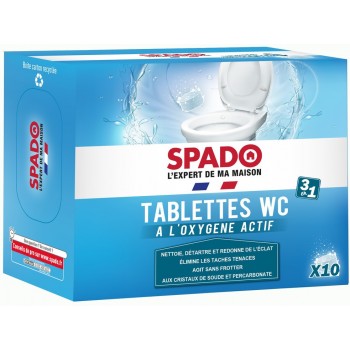 Tablette WC mousse active 3en1 à l'oxygène actif nettoie détartre détache x 10 SPADO 3172350121609