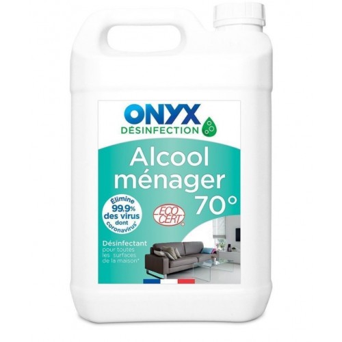 Alcool ménager 70° 5 litres nettoyant désinfectant bactéricide ONYX 3183940518372