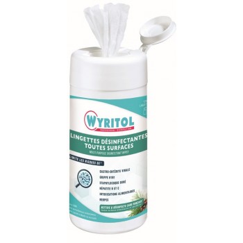120 lingettes nettoyantes désinfectantes toutes surfaces WYRITOL bactéricide virucide 3661295615101