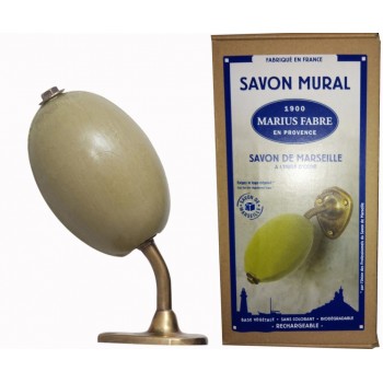 Porte savon rotatif mural laiton + savon à l'huile d'olives 290gr MARIUS FABRE 3298656600423