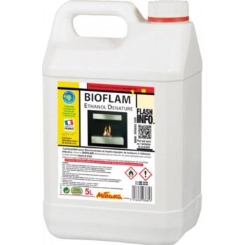Ethanol 96% dénaturé combustible biocheminée 5 litres BIOFLAM 3256630038853