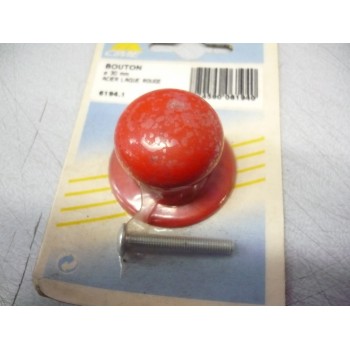 bouton acier laqué rouge Ø 30 mm + vis  pour meubles tiroirs 3274590061940
